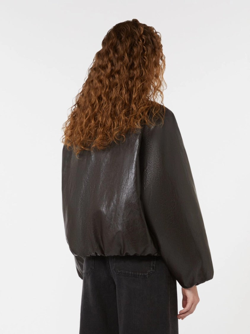 Max Mara Metallic Brown Bomber Jacket With Boxy Silhouette