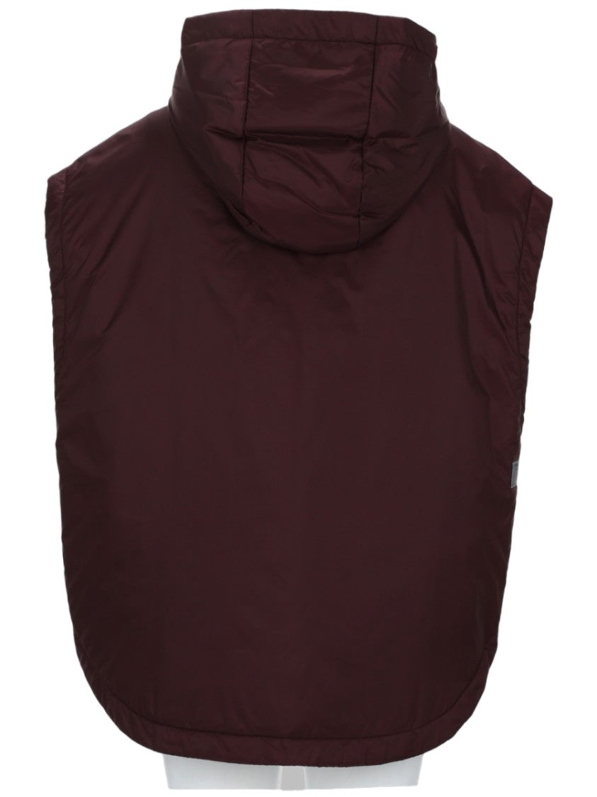 Max Mara Hooded Sleeveless Padded Vest With Front Zipper Closure