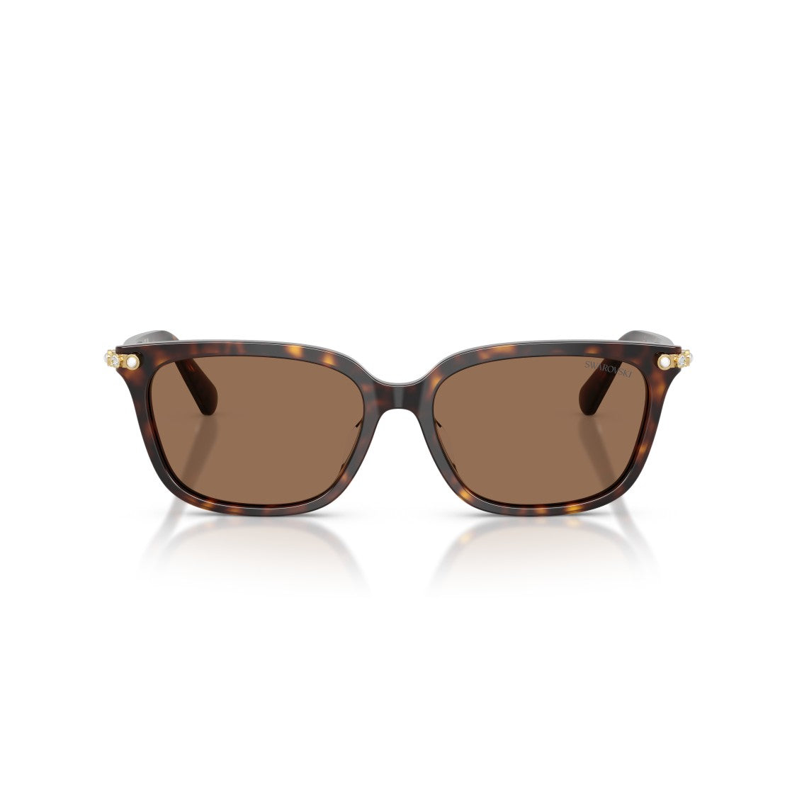 Swarovski 0Sk6064d Rectangular Tortoiseshell Sunglasses With Gold Accents