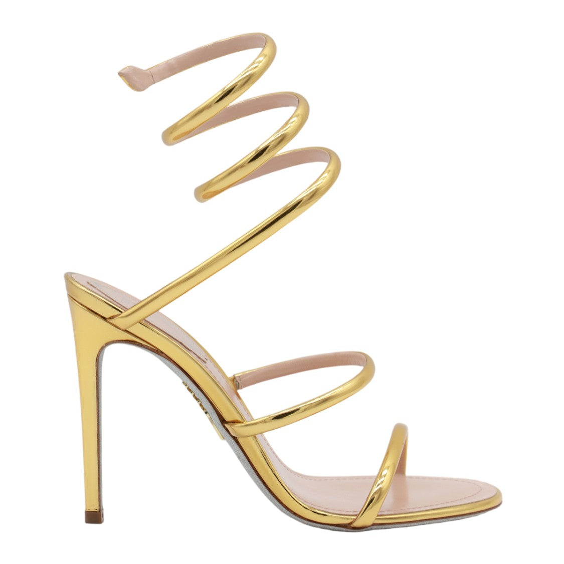 René Caovilla High Stiletto Sandals With Spiral Ankle Strap