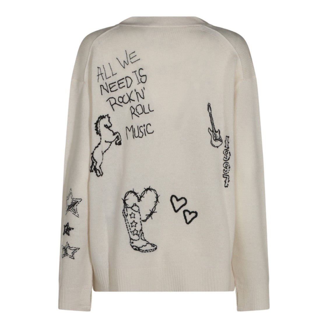 Zadig & Voltaire Relaxed-Fit V-Neck Sweater With Embroidered Doodles