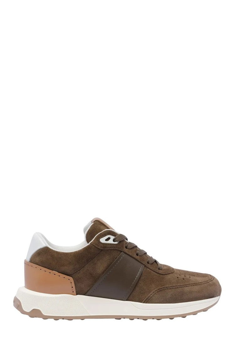 Tod's Brown Colorblock Lug Sole Leather Running Sneakers