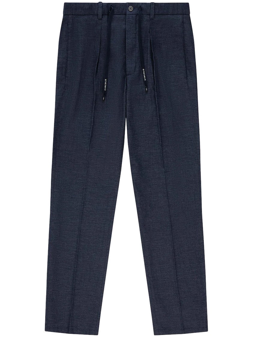 Circolo 1901 Tailored Denim Trousers With Branded Drawstrings