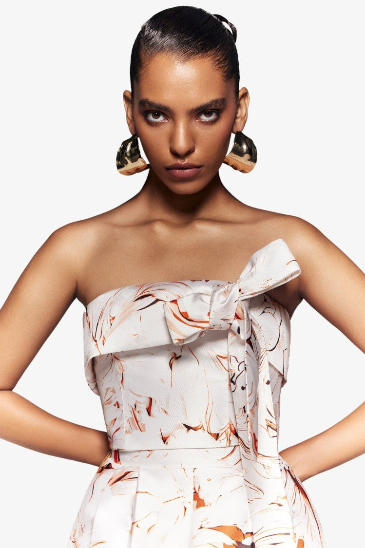 Saiid Kobeisy Mikado Strapless Top With Print