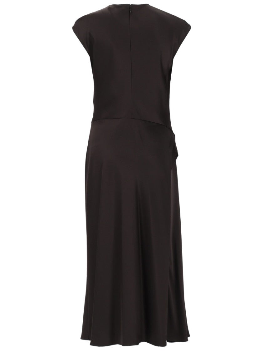 Theory Neutrals Twist Bodice Fitted Midi Dress