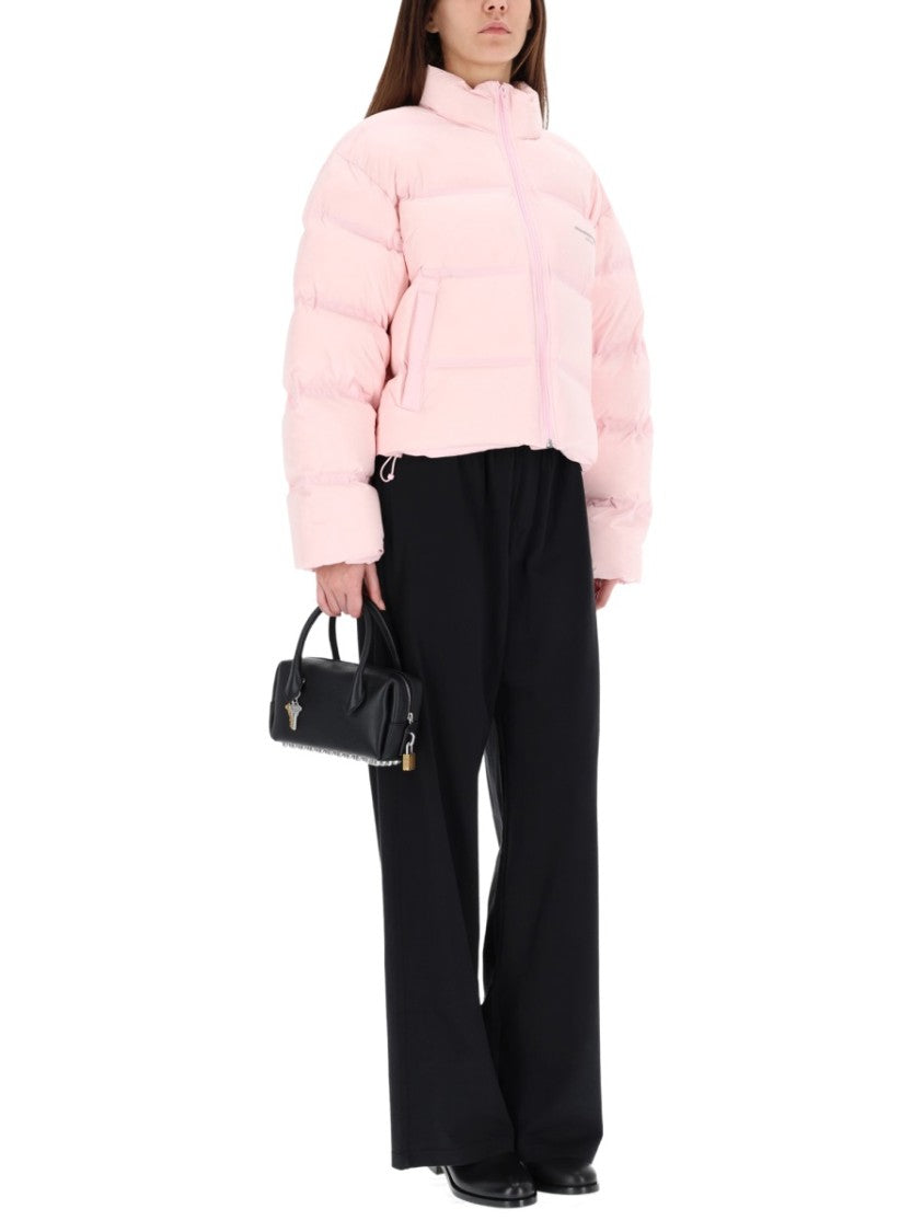 Alexander Wang Cropped Puffer Jacket With High Collar And Zipper Closure