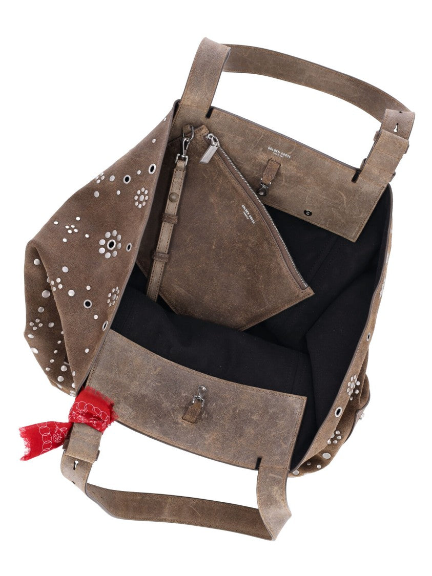 Golden Goose Taupe 24/7 Ew Regular Studded Calfskin Tote Bag