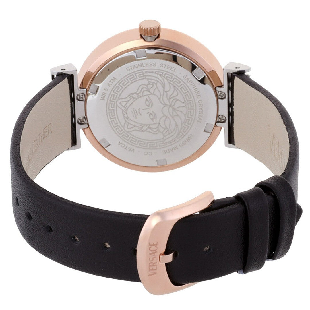 Versace Mythos 36Mm Rose-Gold Tone Steel Watch With Black Dial