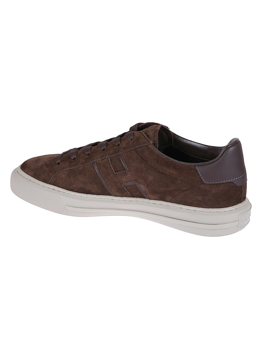 Hogan Low-Top Brown Suede Sneakers With Leather Accents