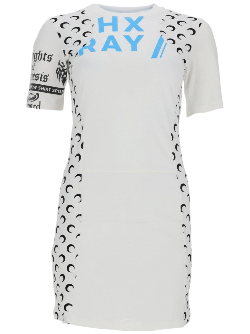 Marine Serre White Crescent Moon Graphic Mini Dress