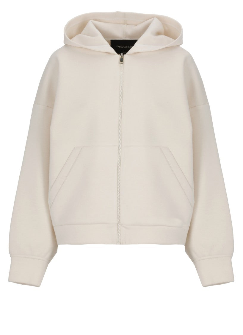 Fabiana Filippi Ivory Lightpoint Detail Zip Hoodie