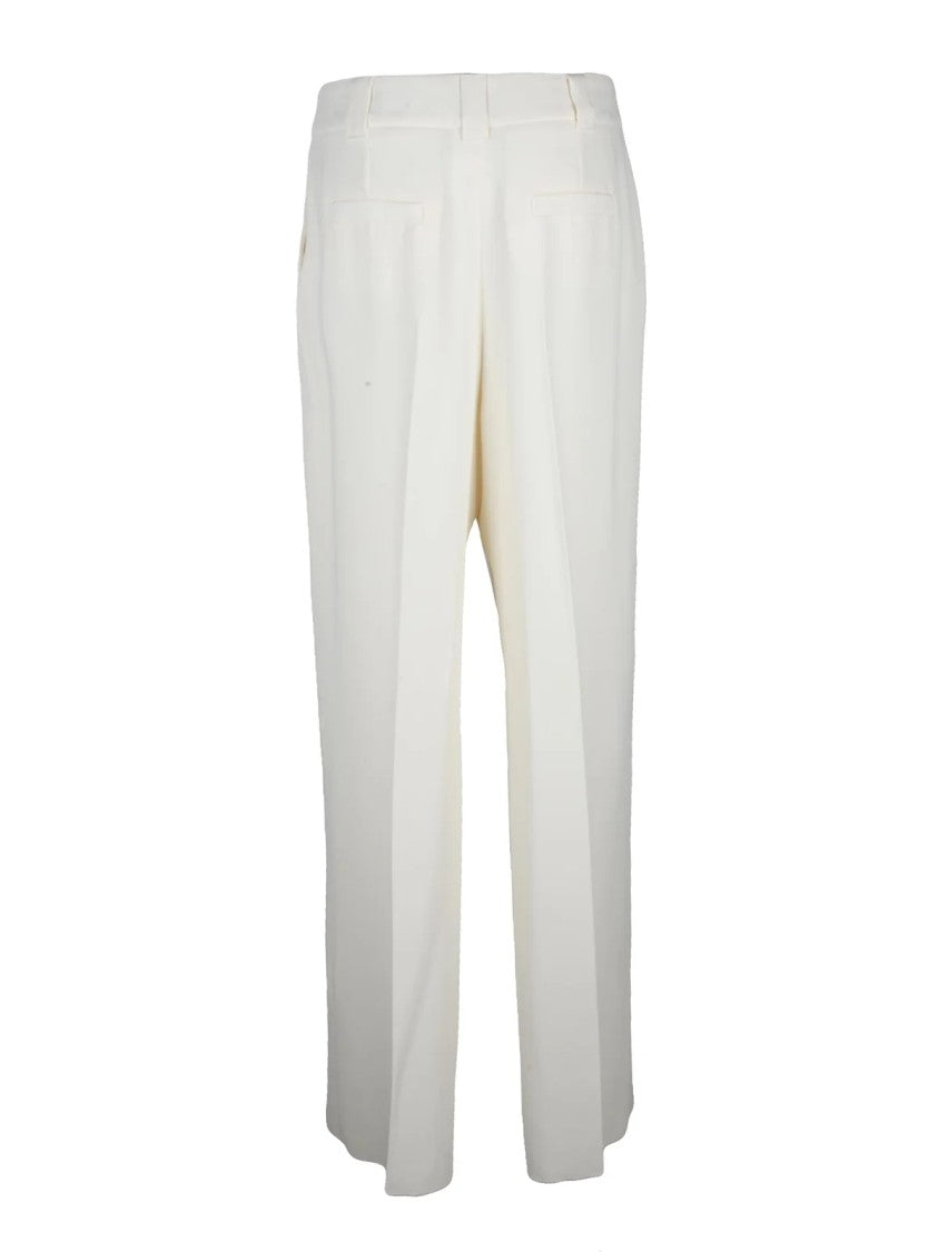 Marella Art.365 Fluid Drape White Straight-Leg Pants With High Waist