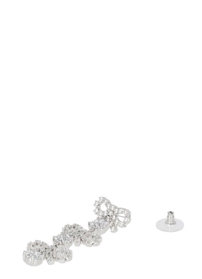 Self-Portrait Micro Bow Crystal Tiered Earrings