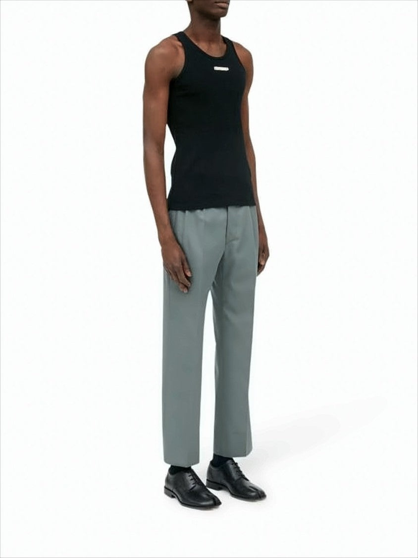 Maison Margiela Fitted Sleeveless Ribbed Tank Top With Rectangular Plaque