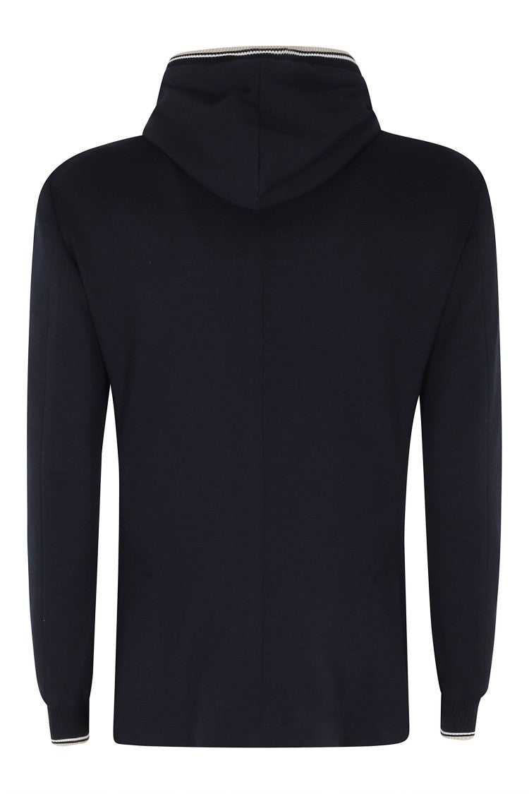 Eleventy Blue Single-Breasted Removable-Hood Cotton Blazer