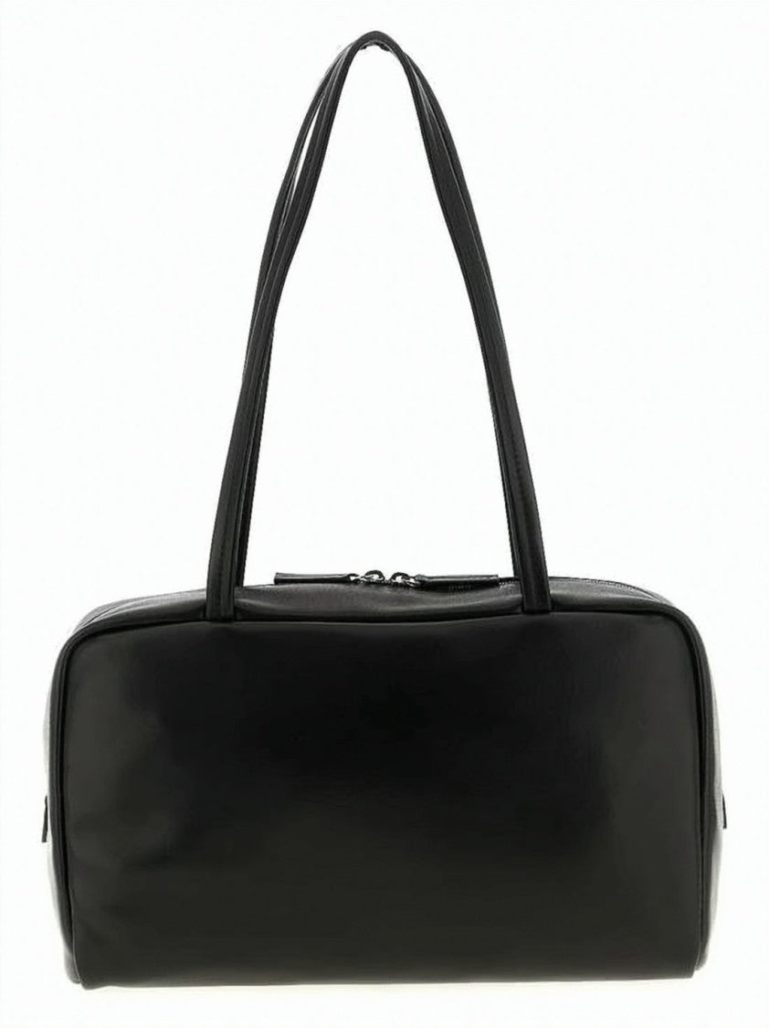 The Row Rectangular Black Lambskin Shoulder Bag With Zip Closure