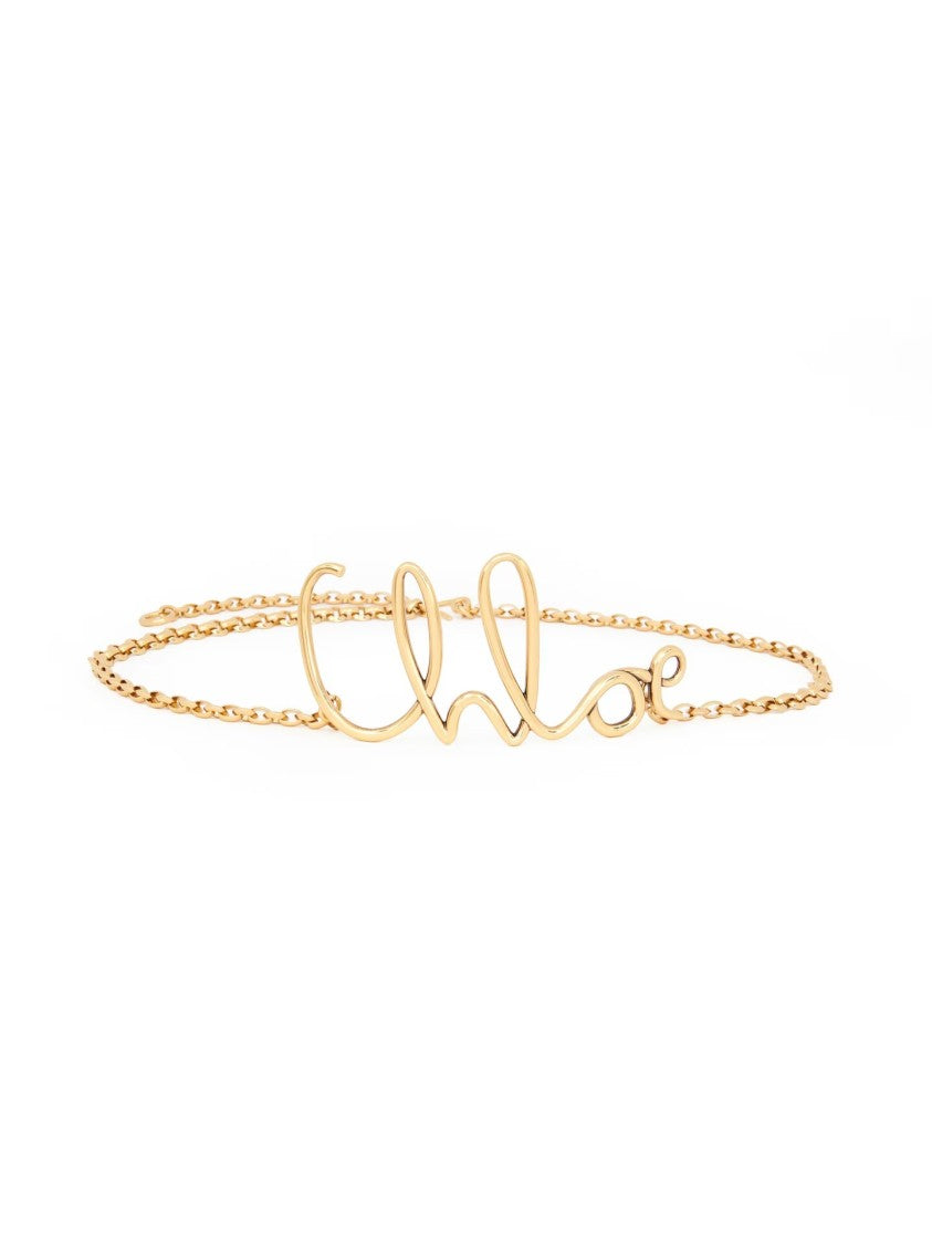 Chloé Gold-Tone Chain Belt With Cursive Chloé Script