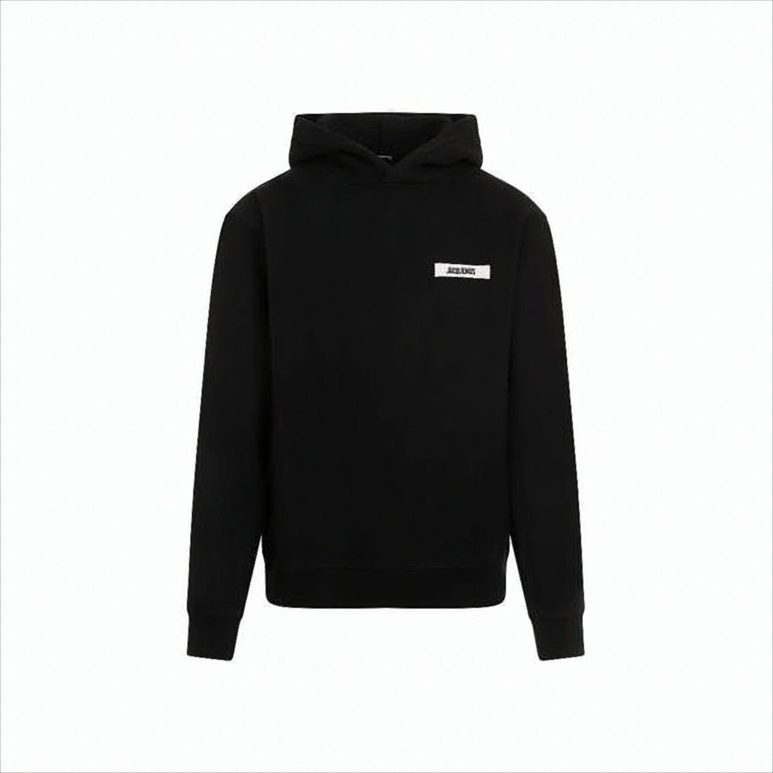 Jacquemus Minimalist Black Hoodie With Subtle Text Patch