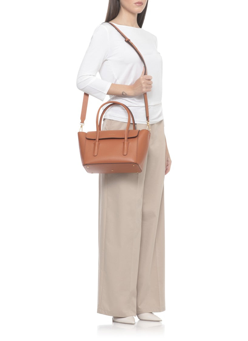 Coccinelle Structured Medium Shoulder Bag With Pebbled Leather Finish
