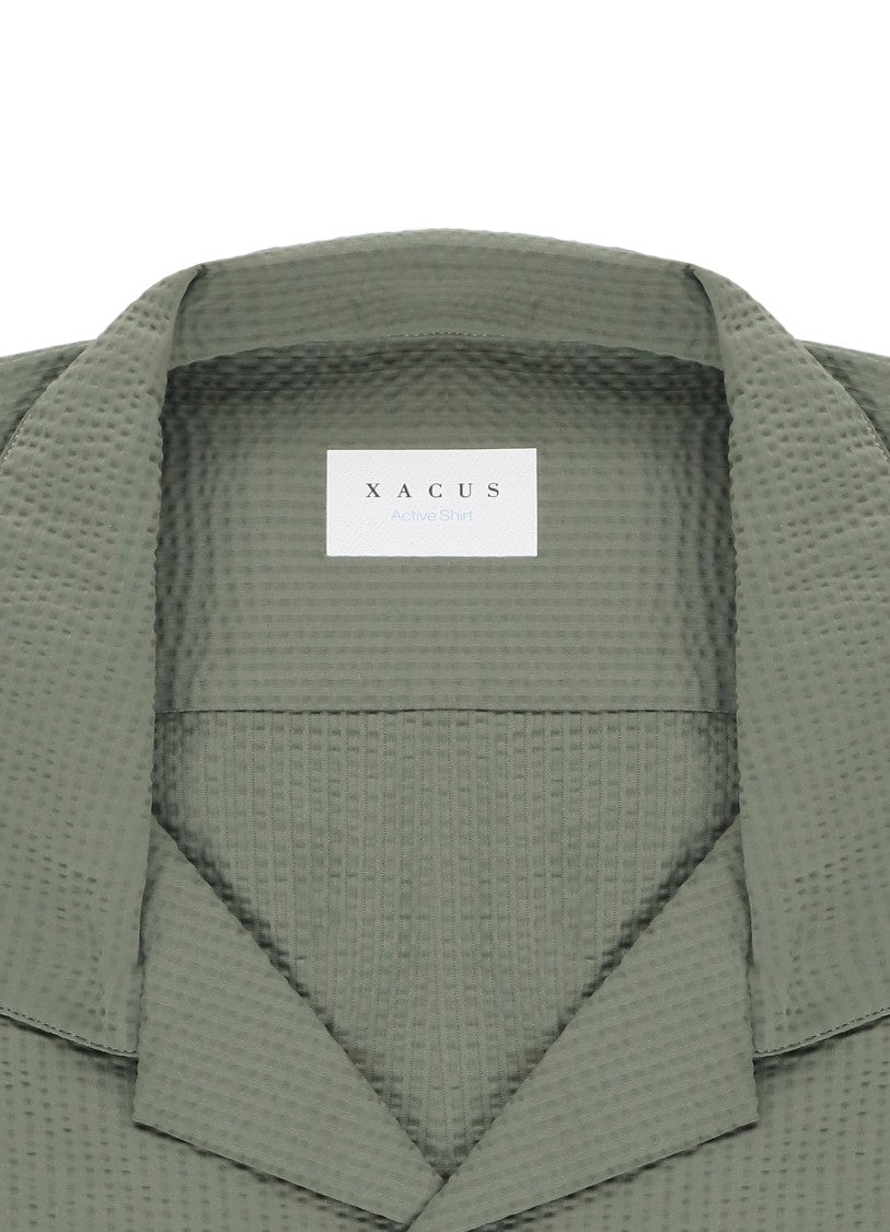Xacus Green Seersucker Active Casual Shirt