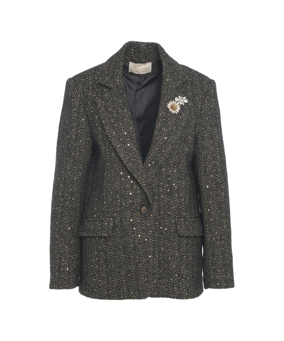 Kaos Sequined Blazer With Brooch