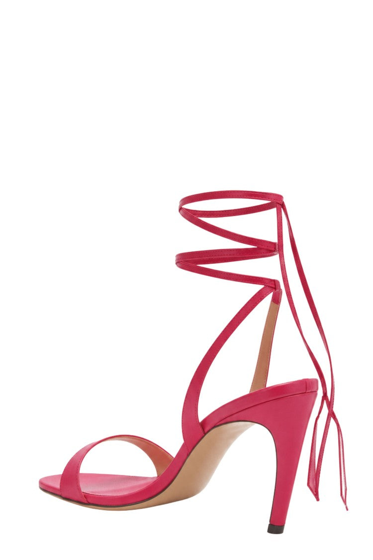 The Attico Warm Fuchsia Now Satin High Heel Leather Sandals