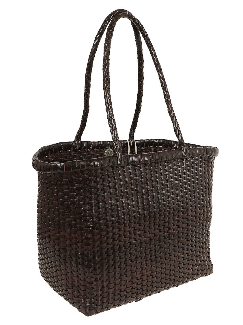 Dragon Tan B Weave Small Leather Basket Bag