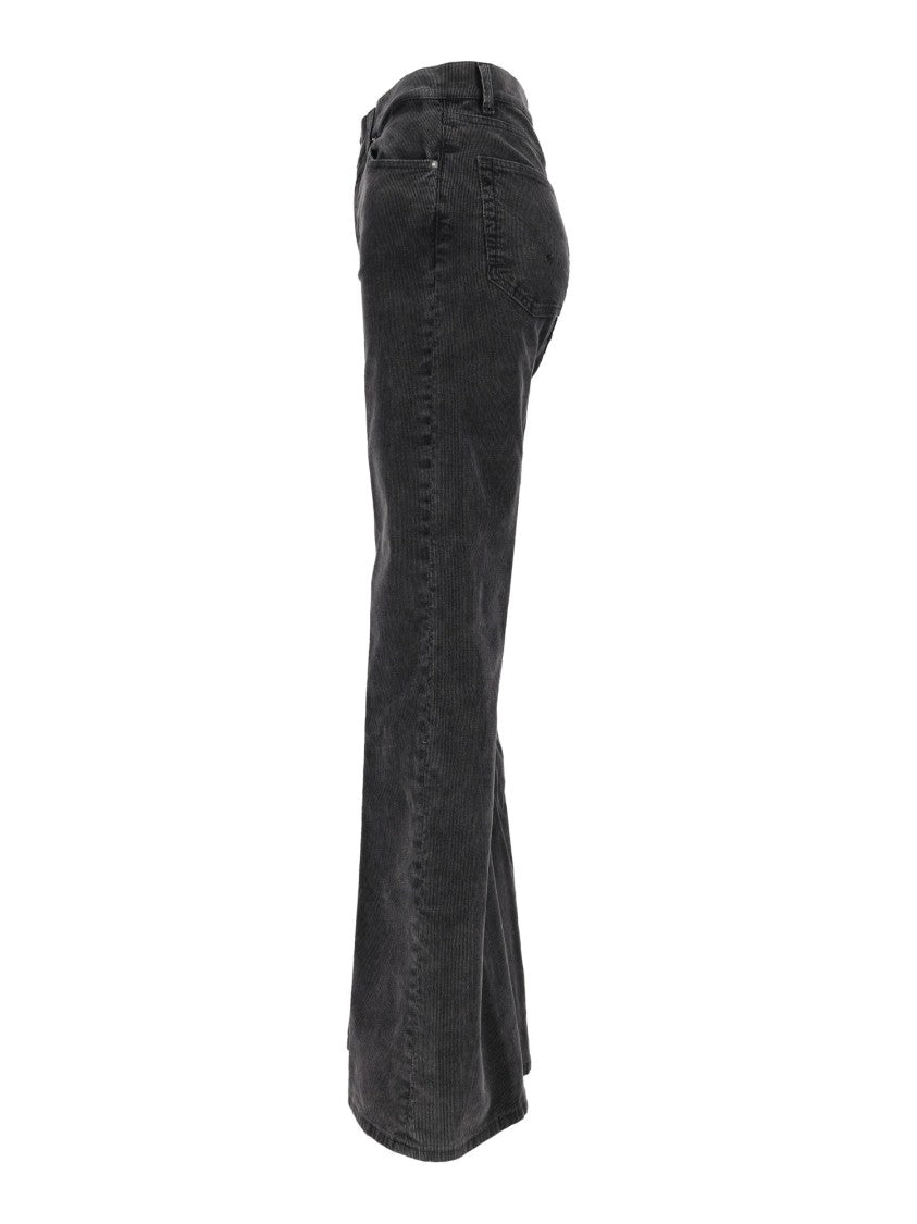Dondup Vintage Black Amber High-Waisted Wide-Leg Pants