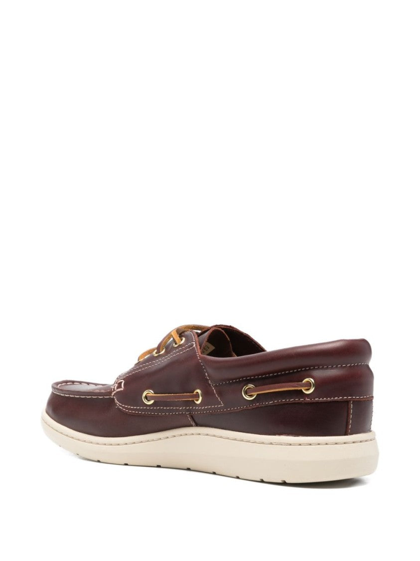 Timberland Bordeaux Calf Leather Boat Shoes With Contrast Stitching