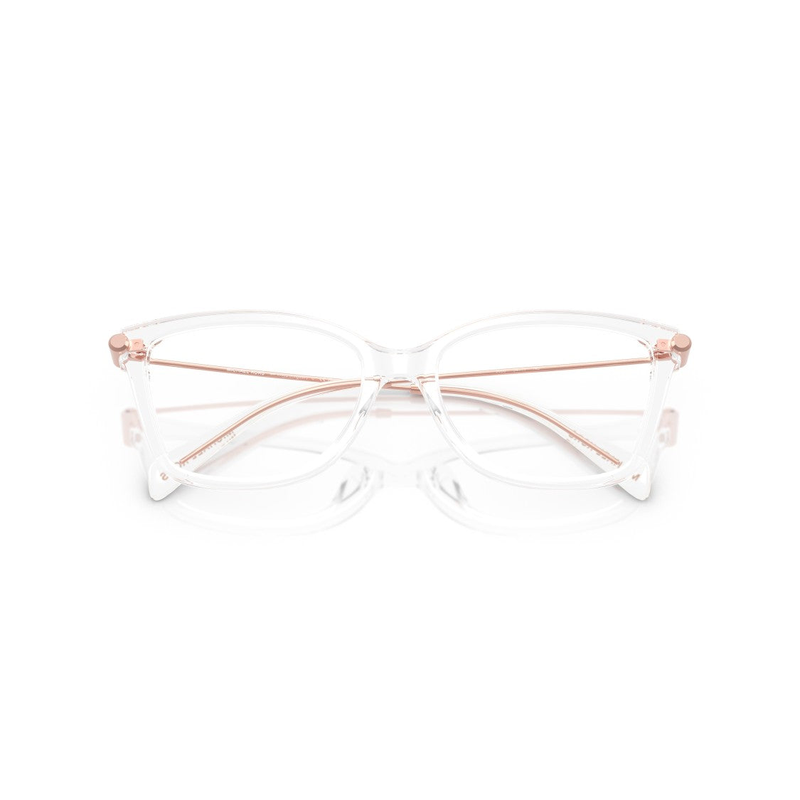 Michael Kors 0Mk4150u Transparent Acetate Cat-Eye Eyeglasses With Rose Gold Temples