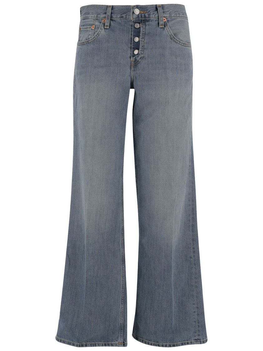 Re/Done Wide-Leg Cotton Denim Jeans With Washed Finish