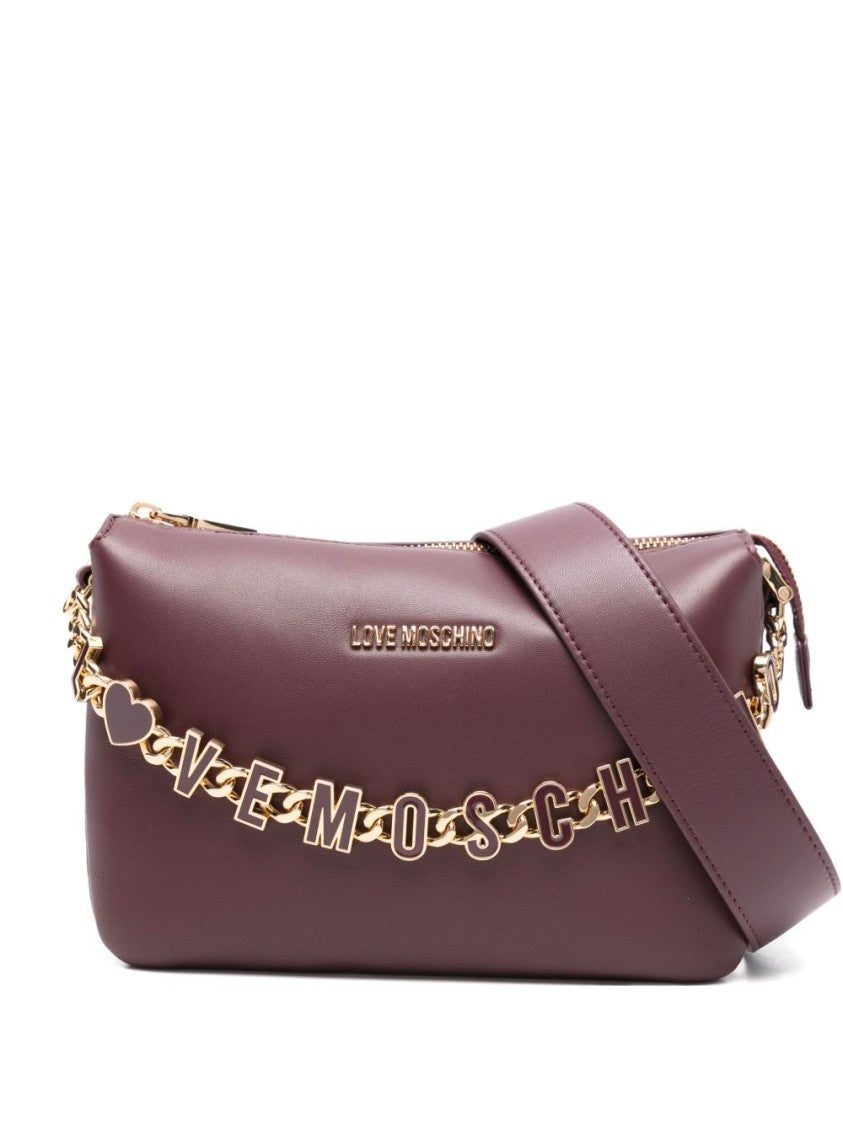 Love Moschino Structured Shoulder Bag With Playful Gold-Tone Chain