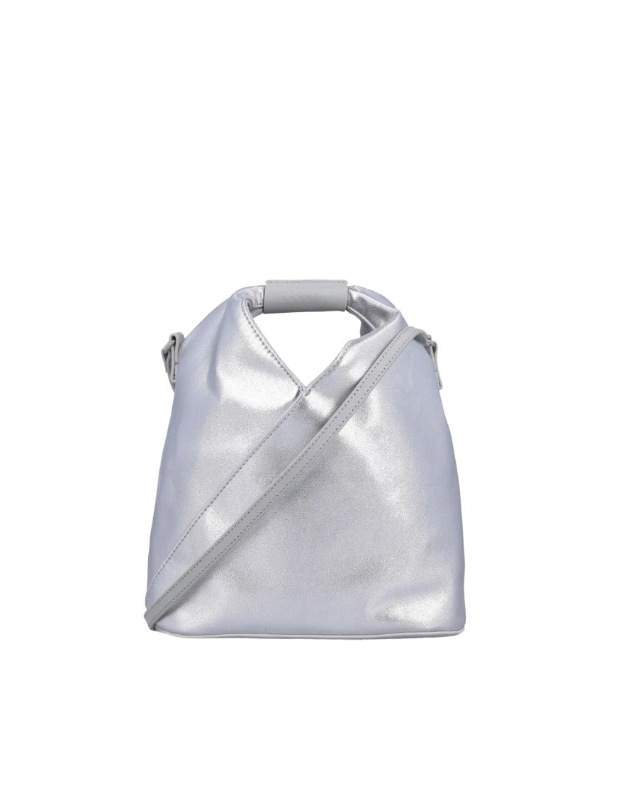 Mm6 By Maison Margiela Structured Silver Shoulder Bag With Numeric Logo