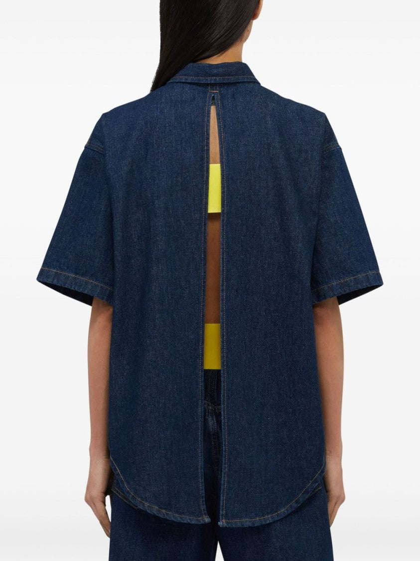Msgm Relaxed-Fit Blue Cotton Shirt