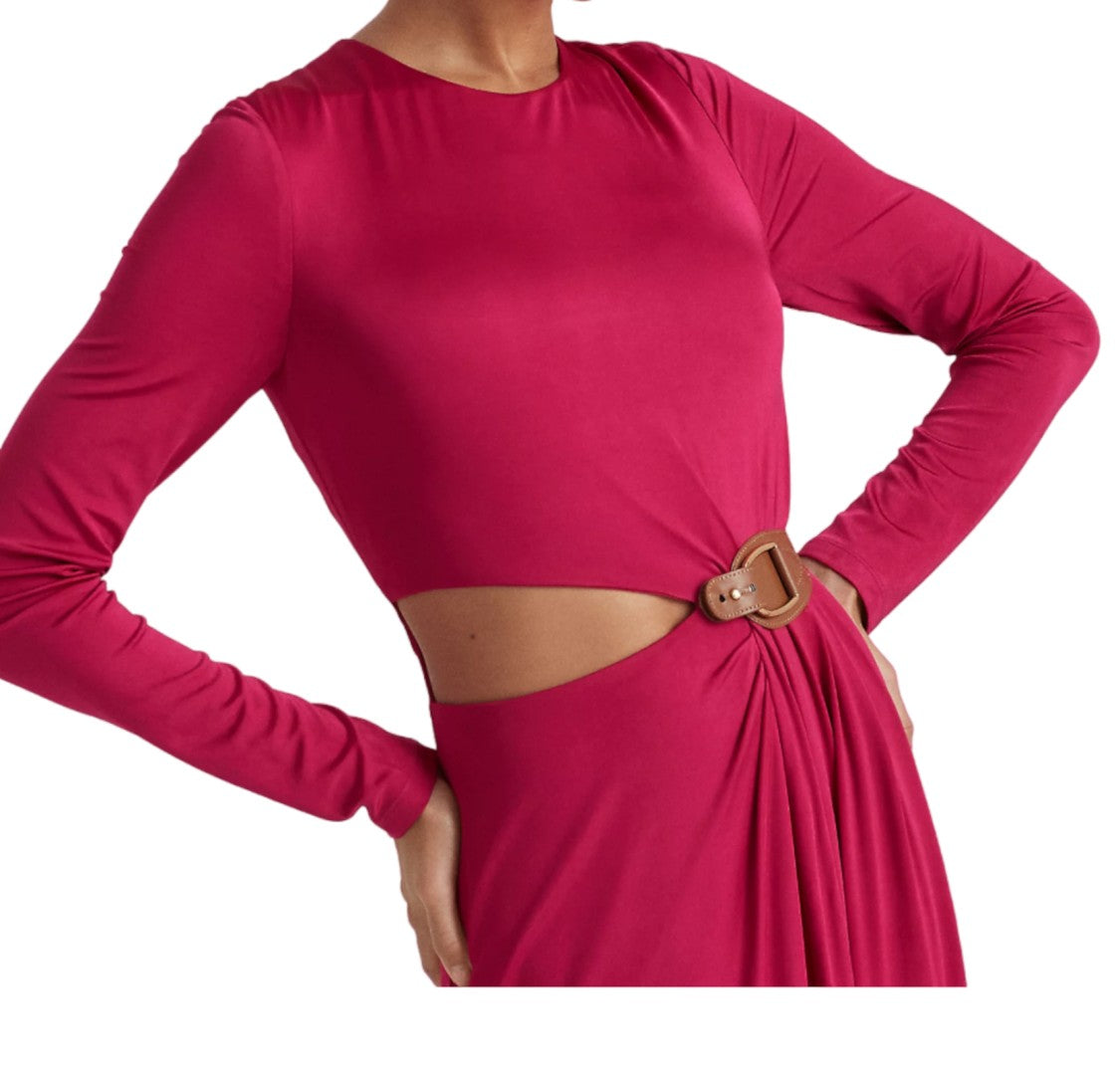 Lauren Ralph Lauren Floor-Length Red Dress With Cutout Waist