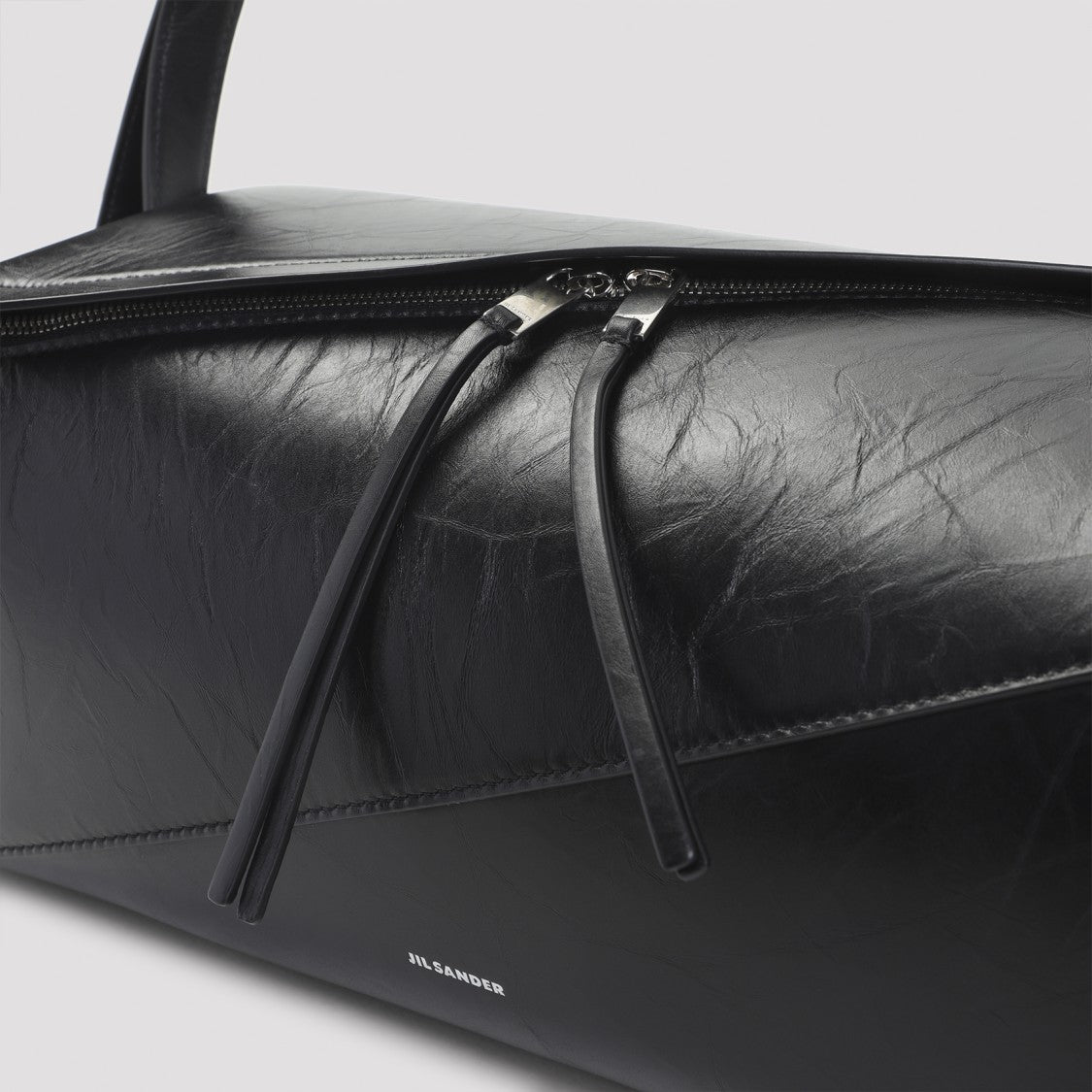 Jil Sander Structured Black Leather Crossbody Bag