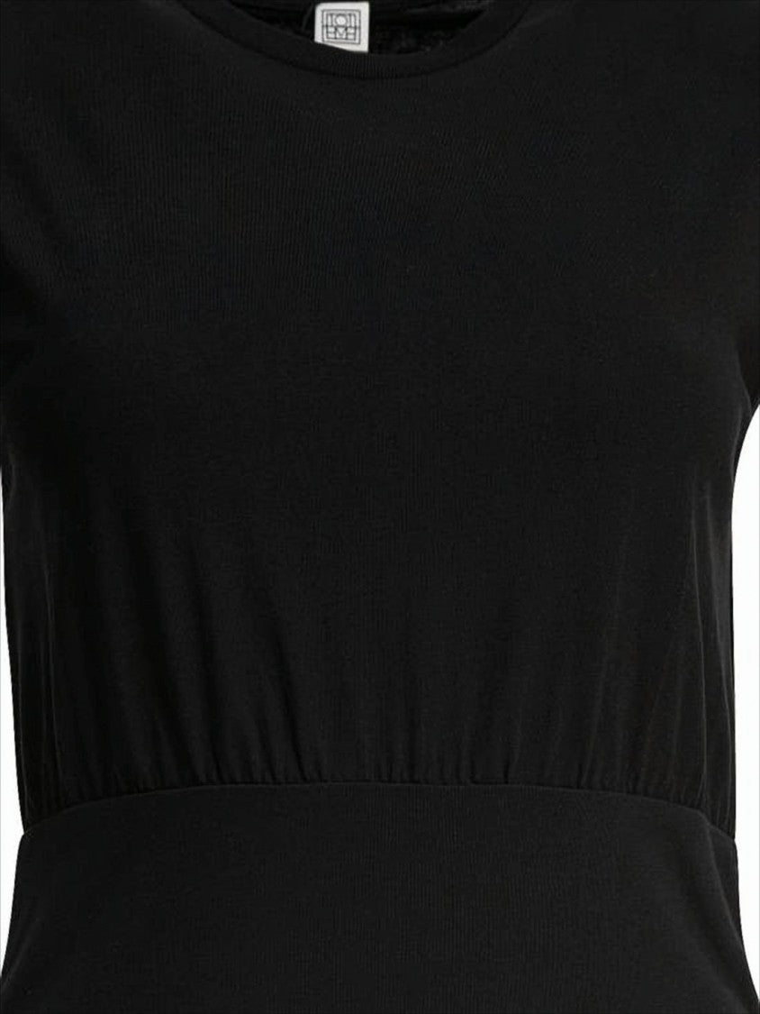 Totême Fitted Midi Dress With Wide Waistband