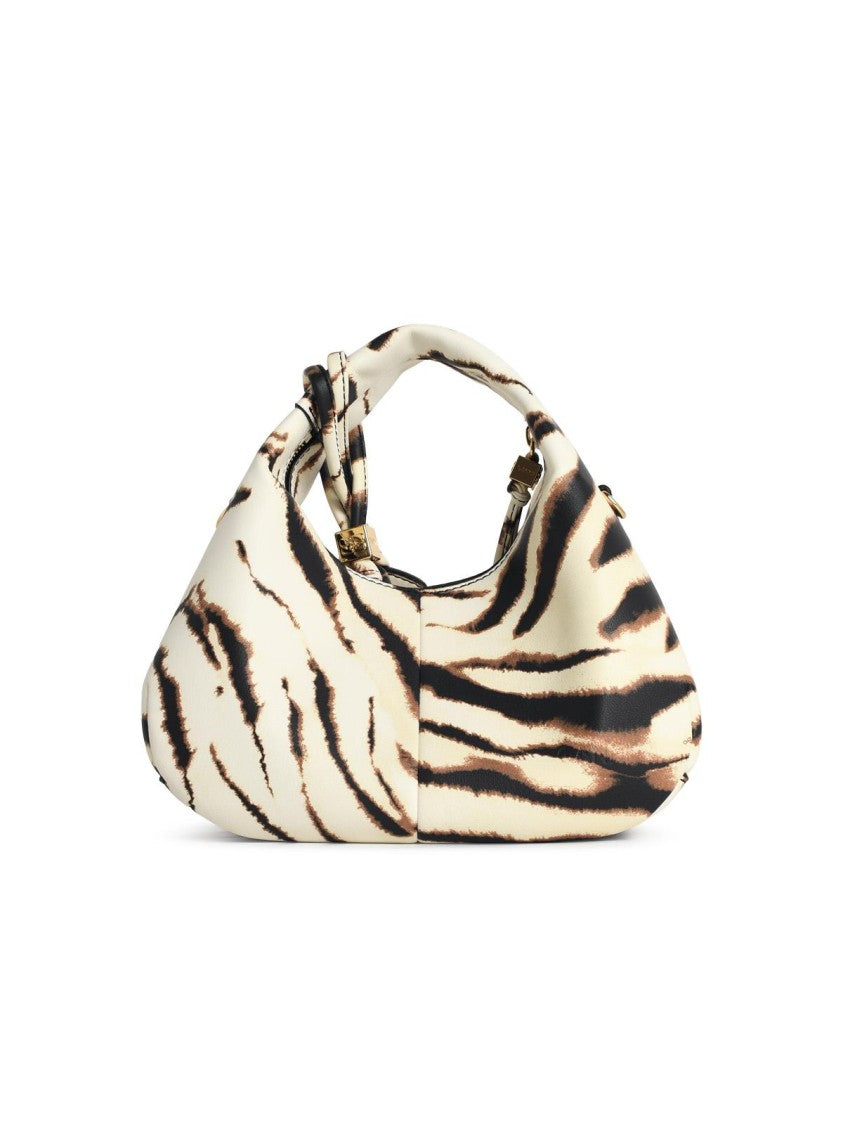 Ganni Zebra Eco Leather Mini Hobo Bag