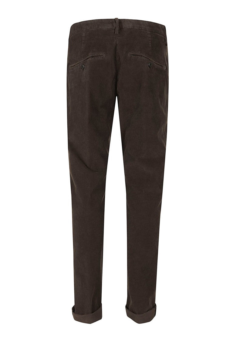 Dondup Slim-Fit Brown Corduroy Trousers With Cuffed Hems