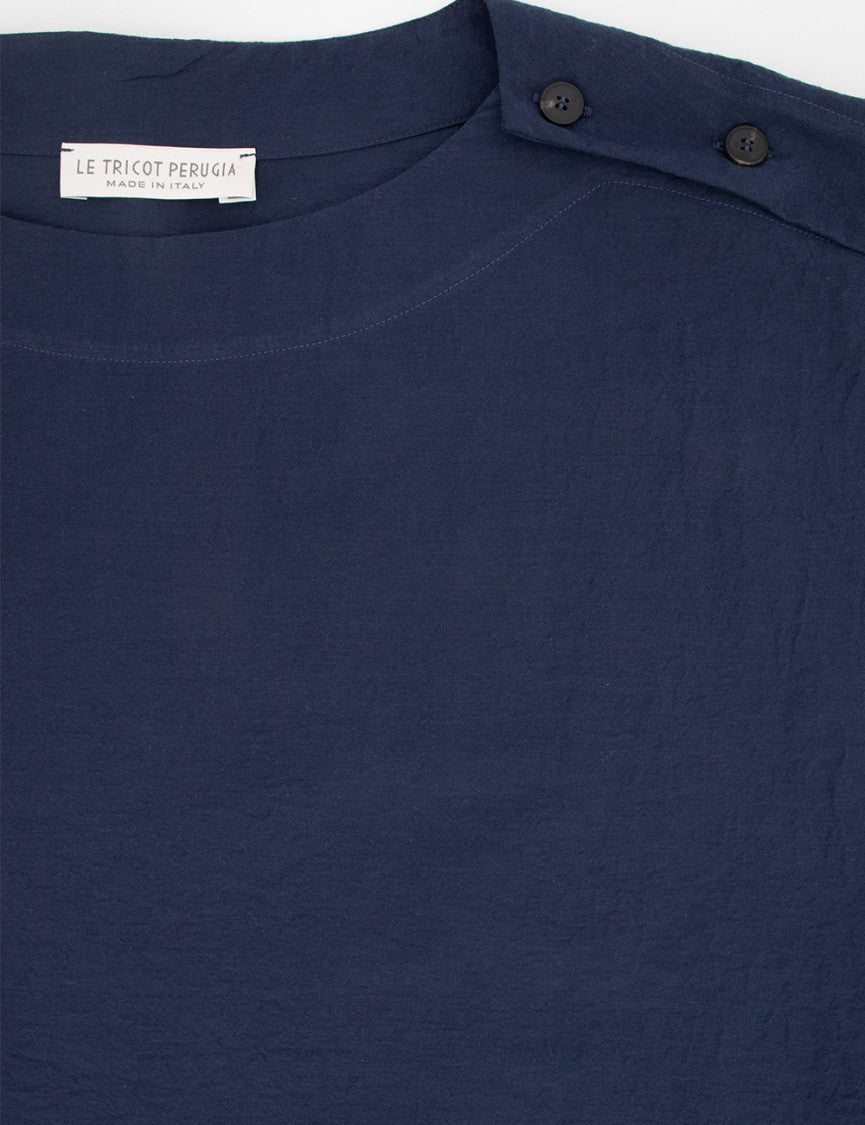 Le Tricot Perugia Boat Neck Midi Dress With Shoulder Buttons