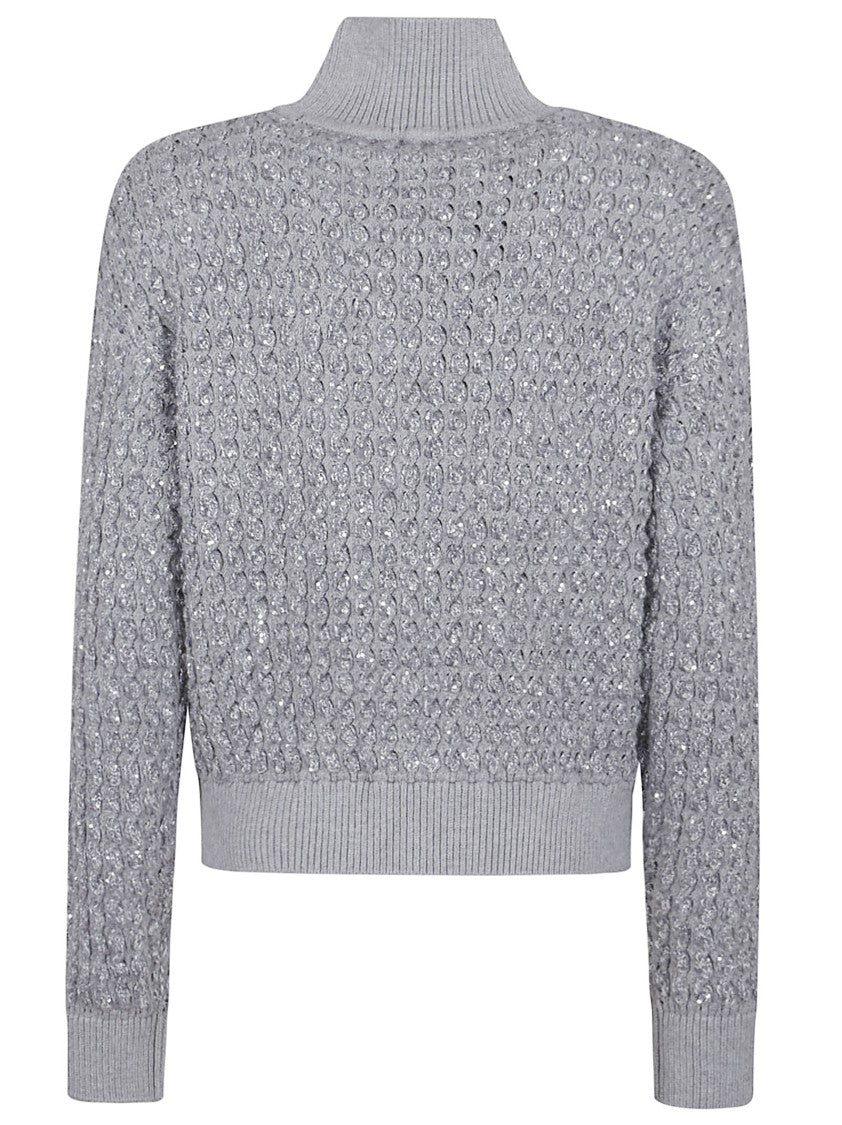 Elisabetta Franchi Bouclé Sweater With High Neck And Textured Finish