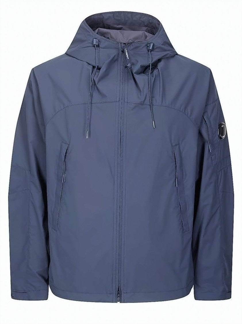 C.P. Company Casual Blue Jacket With Hood And Signature Logo Patch