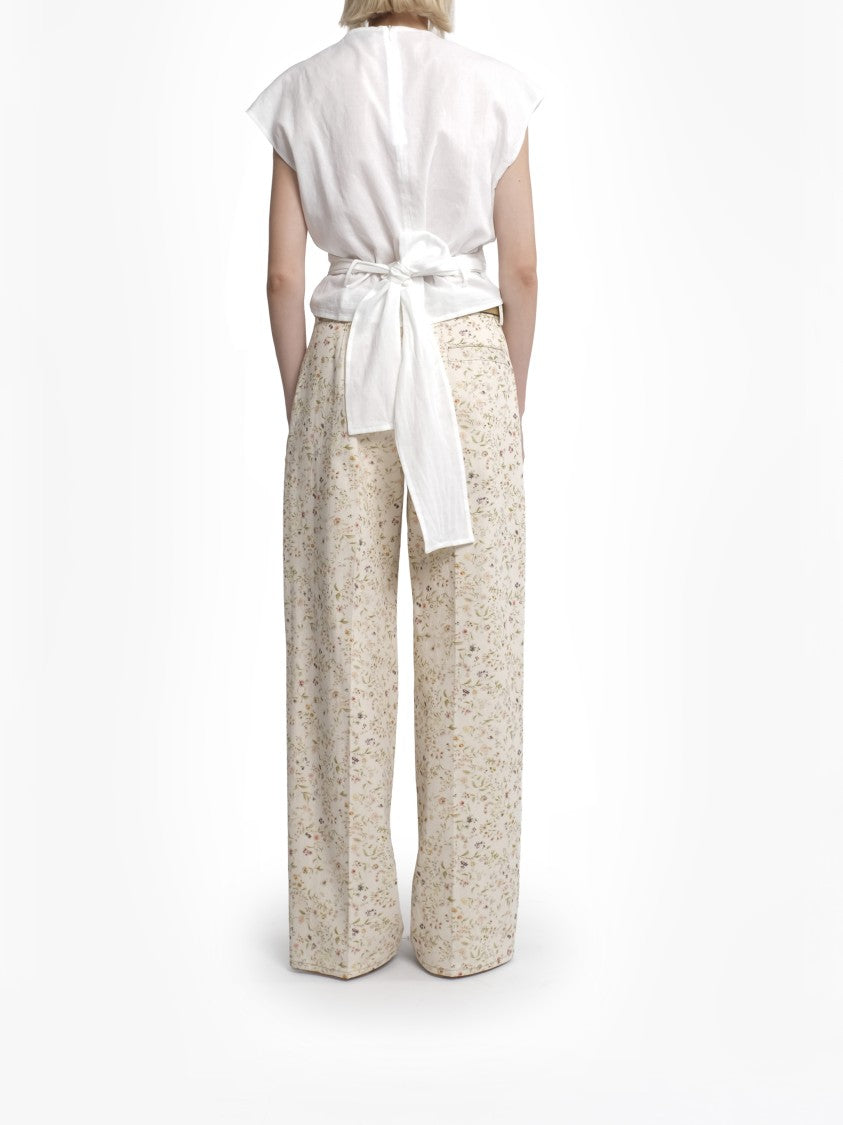 Tela Pantalone Bocciolo Wide-Leg Floral Print Pants