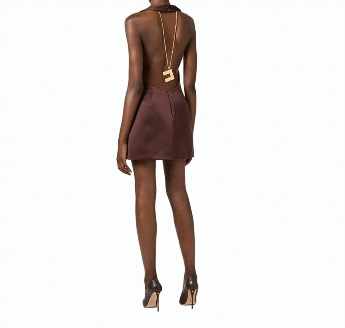 Elisabetta Franchi Black Halter Neck Mini Dress