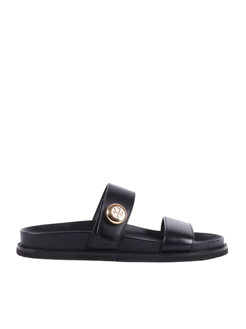 Tory Burch Black Romy Sport Slide Leather Sandals