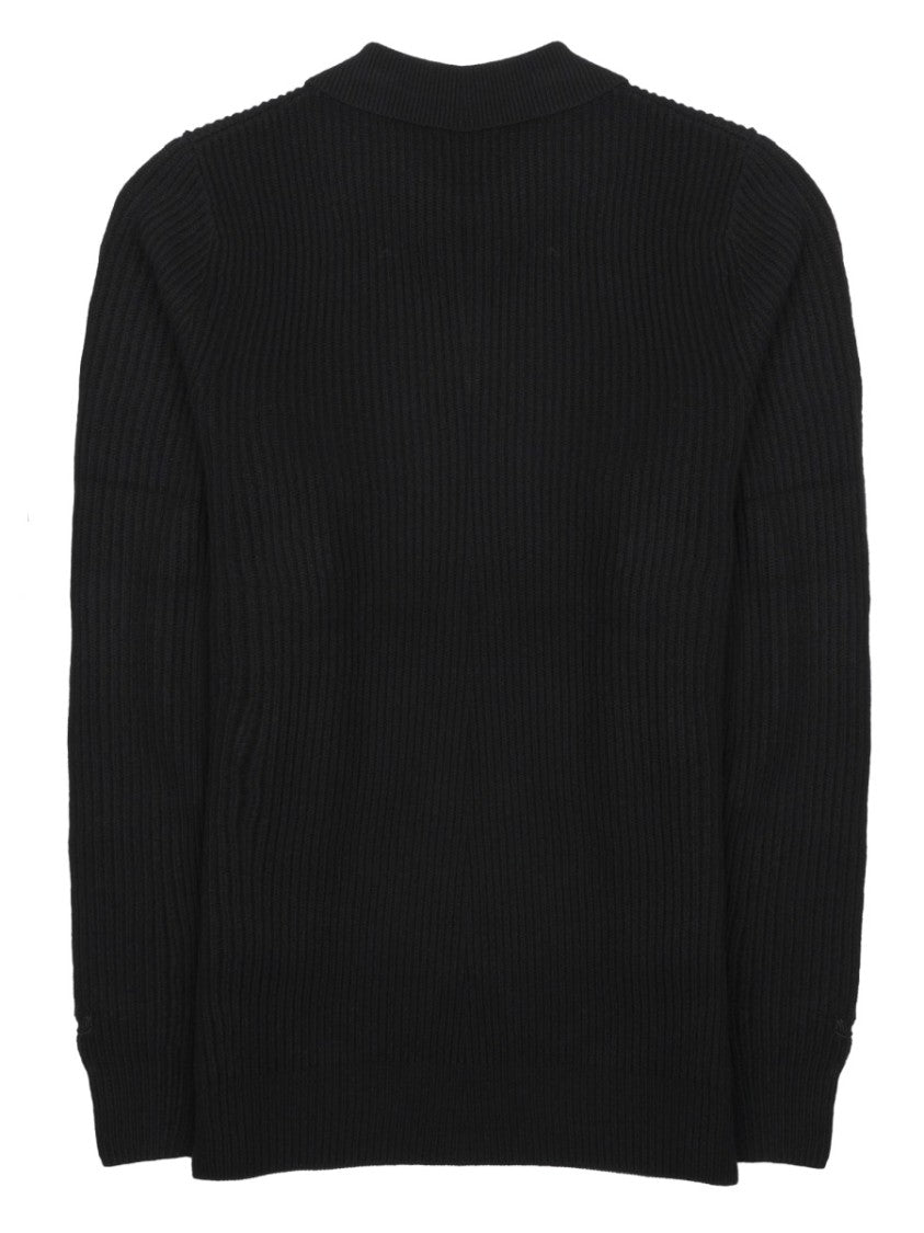Mc2 Saint Barth Grey Ribbed Knit Wool Polo Shirt