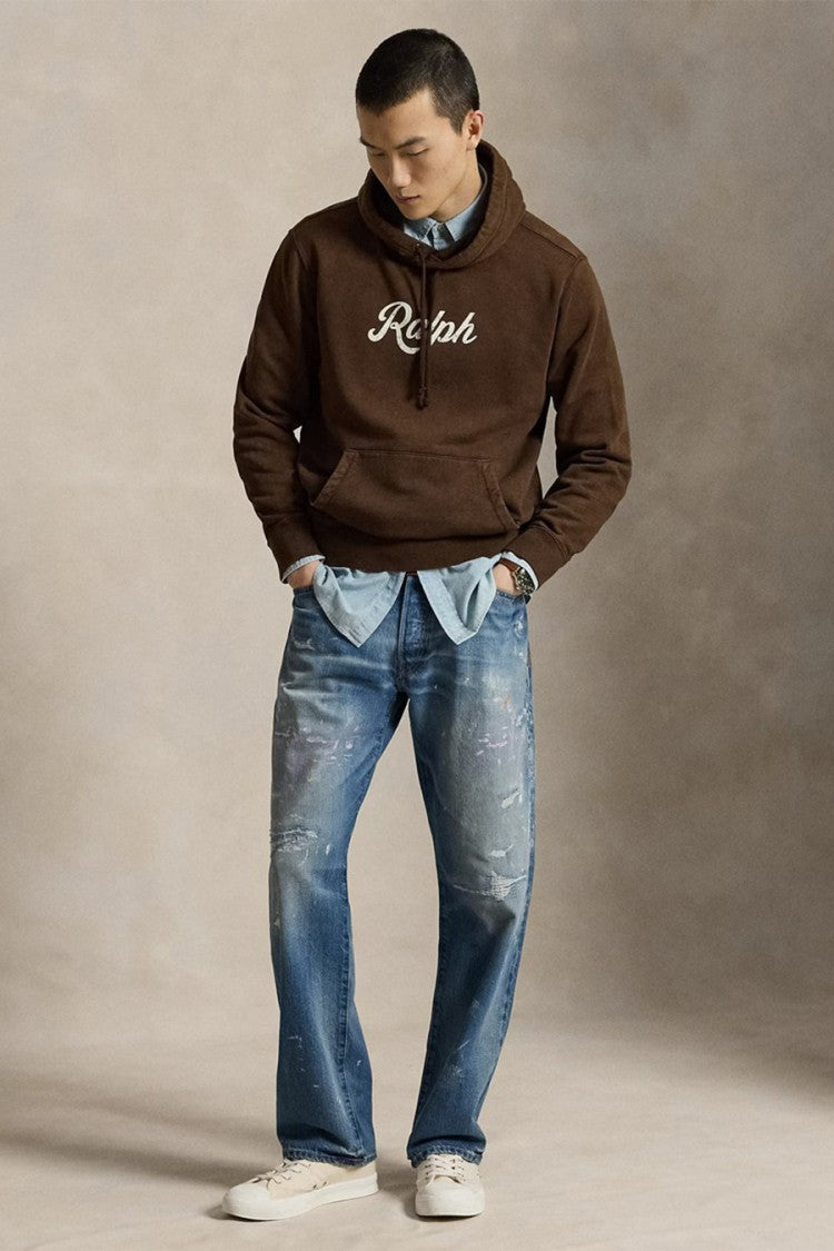 Polo Ralph Lauren Dark Brown Washed Script Pullover Hoodie
