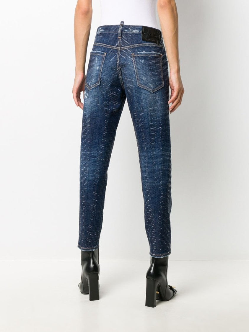 Dsquared2 Studded Cropped Skinny-Fit Jeans