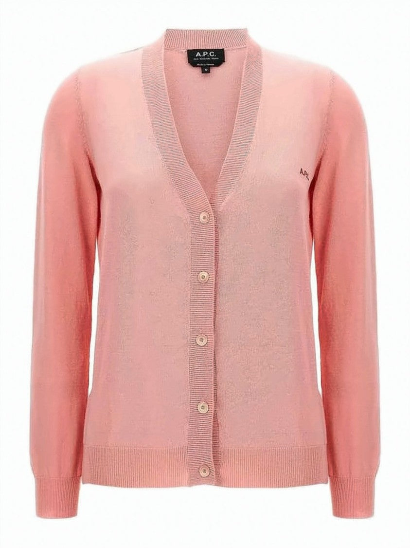 A.P.C. Lightweight V-Neck Cardigan With Embroidered Logo
