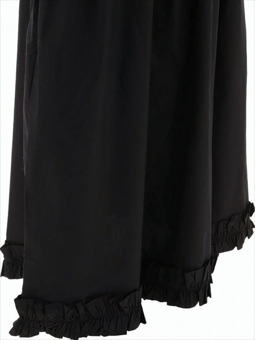 Ganni Fitted Midi Dress With Smocked Bodice And Ruffled Hemline